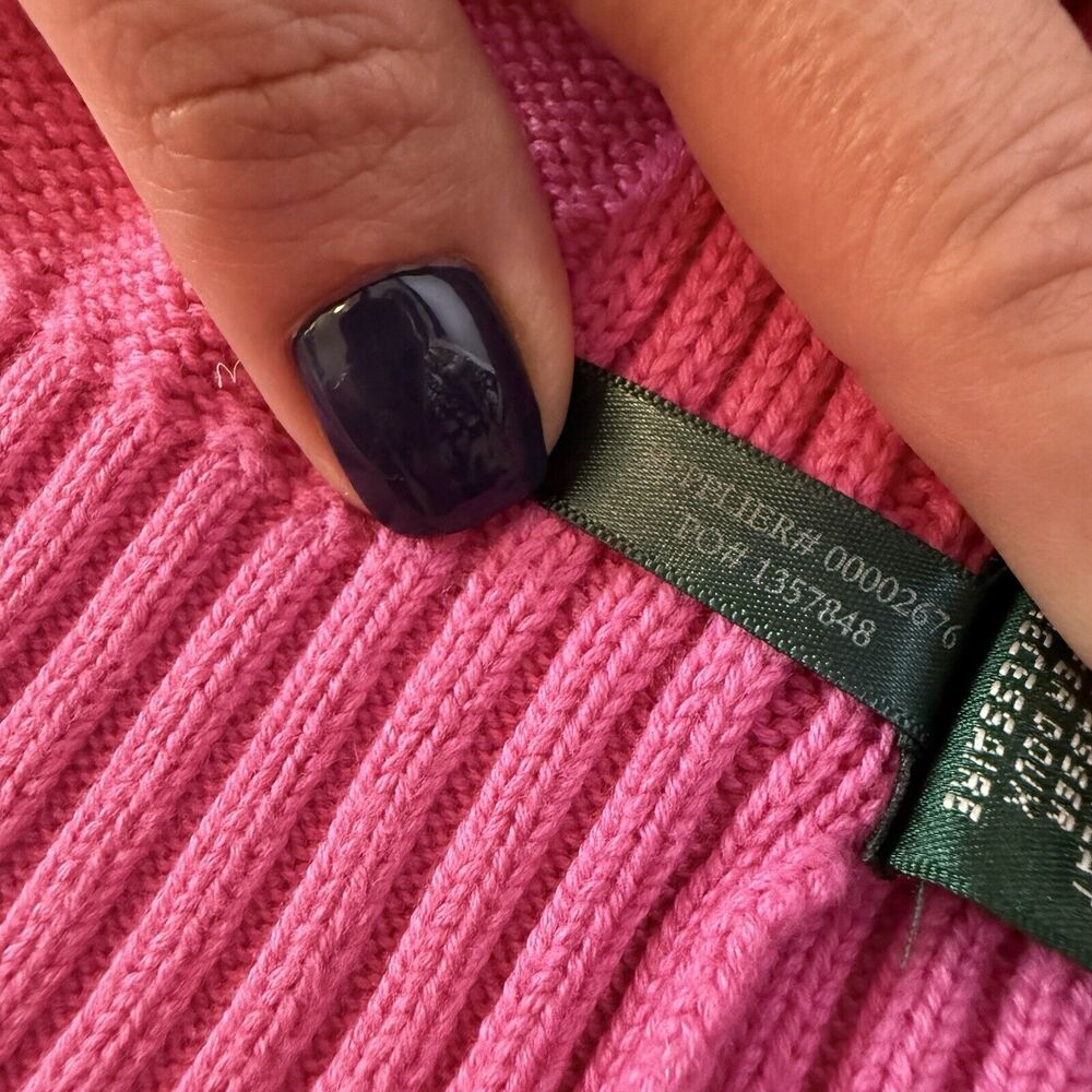 Lauren Ralph Lauren Cardigan Sweater Full Zip Pink Med Knit Women Old Money Logo - Picture 14 of 14